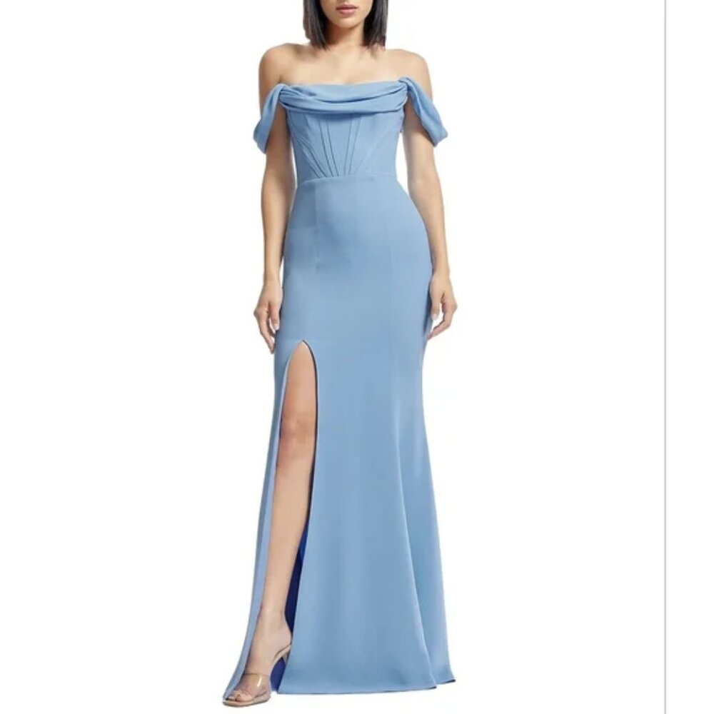 Dress the Population Melania Draped Off-The-Shoulder Corset Mermaid Gown‎ XS